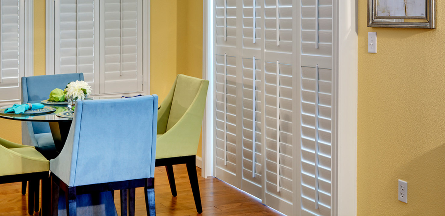 Sliding doors with white shutters