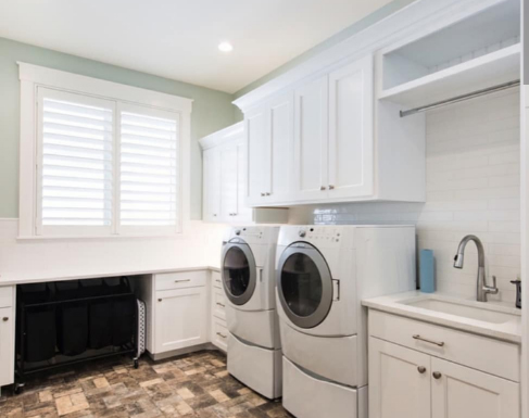 Polywood shutters in a laundry room
